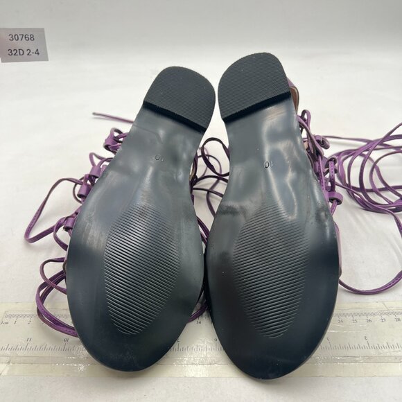 YDN Purple Ankle High Gladiator Sandals Women Lace up Open toe Flats Zips Shoes - Picture 7 of 8